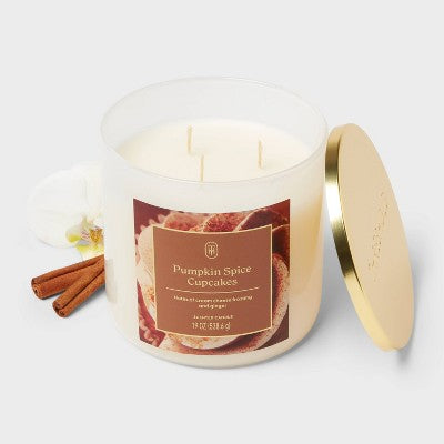 3 Wick Lidded Pumpkin Spice Cupcakes Jar Candle 19oz - Threshold