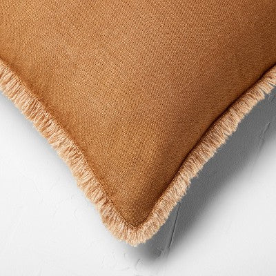 King Euro Heavyweight Linen Blend Decorative Throw Pillow Warm Brown - Casaluna: Rectangle, Rayon & Linen, Removable Cover (LOCAL PICKUP ONLY)