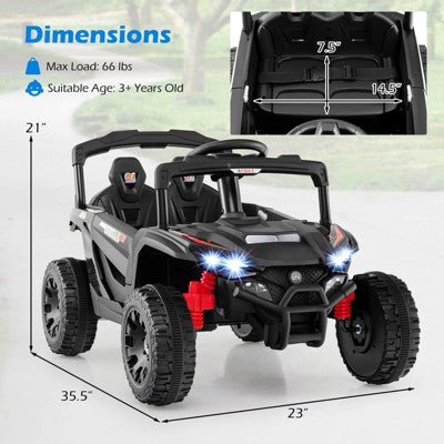 Costway 12V Kids Ride On Car Battery Powered Electric Remote Control LED Lights Music Black (LOCAL PICKUP ONLY)