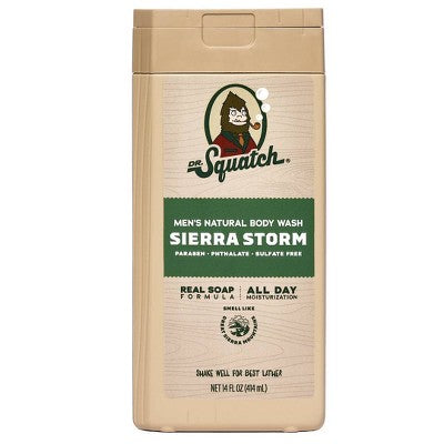 DR. SQUATCH Men's Rapids Non-Exfoliating Body Wash - Sierra Storm - 14 fl oz: Basic Cleansing, Whole Body, Gel, Normal Skin