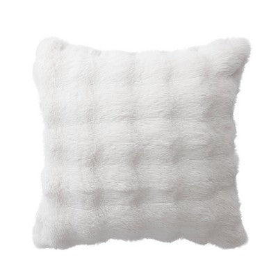 20" Bubble Faux Fur Square Indoor Throw Pillow Ivory