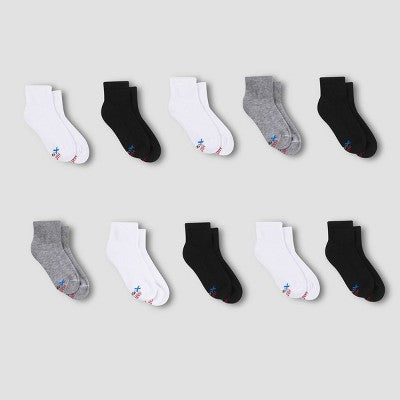 Hanes Boys' X-Temp Ankle 10pk Athletic Socks - Colors May Vary M