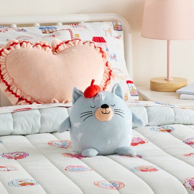 Cat Kids' Mini Weighted Plush Throw Pillow Blue - Pillowfort