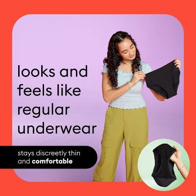 Thinx Teens Bikini Leakproof Women's Period Underwear - Black - Medium