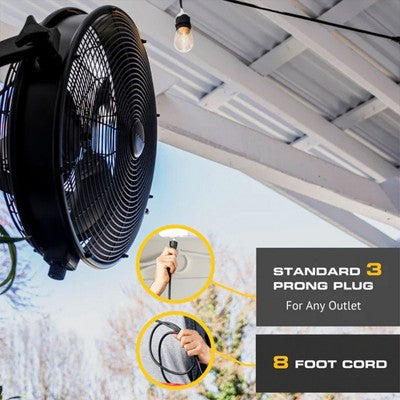 missing hardware-Mule Outdoor Wall Fan XL 18 Inch Wet-Rated Wall Fan with 3 Speeds, Matte Black (LOCAL PICKUP ONLY)