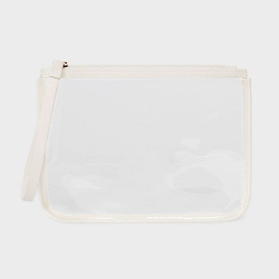 Clear Pouch Wristlet - A New Day Cream: Faux Leather TPU Zip Wallet