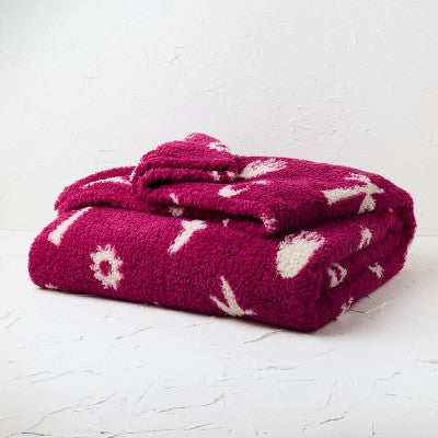 Twin/Twin Extra Long Bed Blanket Icon Pink - Opalhouse designed with Jungalow: Faux Shearling, Machine Washable, No Fill