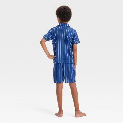 Boys' Pokemon 2pc Baseball Jersey Coat Pajama Set - Navy Blue L