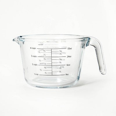 4 Cup Glass Measuring Cup Clear - Figmint: Borosilicate, Microwave & Dishwasher Safe, 32oz Capacity