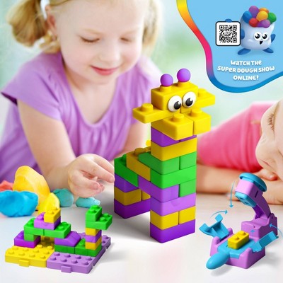 Born to Play Original Super Dough Mold and Stack Brix Maker Set Kids Creative Play Brick Extruder + Molds