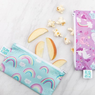 Bumkins Reusable Snack Bag 2 Pack - Rainbows/Unicorn