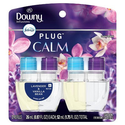 Febreze Downy Infusions Calm Plug Dual Air Freshener Refill - Lavender & Vanilla Bean - 1.75 fl oz/2pk