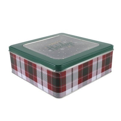 Cook With Color Square Food Storage Tin Plaid