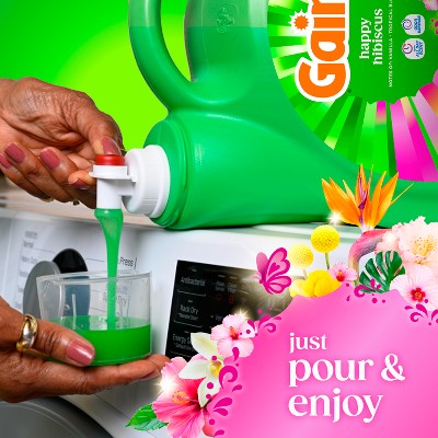 Gain Happy Hibiscus Hula HE Liquid Laundry Detergent: 132 fl oz, 100 Loads, Concentrated, Odor Control Formula