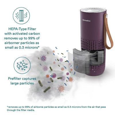 HoMedics Portable HEPA Air Purifier with Aromatherapy Purple