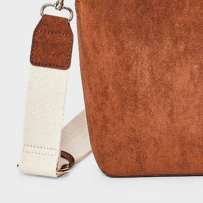 Studded Handle Mini Bucket Crossbody Handbag - Universal Thread Brown