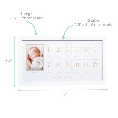 Pearhead First Year Frame - White: Multiple Image, Horizontal Orientation, Wall Mount, Holds 13 Photos