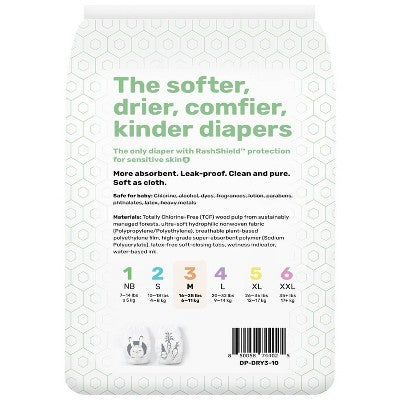 Parasol Clear+Dry Natural Disposable Diapers - Size 3 - 10ct