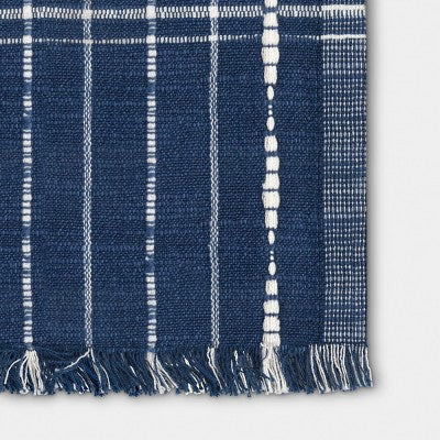 72"x14" Woven Table Runner Dark Blue - Threshold