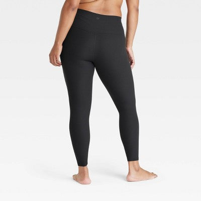 Women's Everyday Soft High-Rise Ribbed 7/8 Leggings - All In Motion Black XS