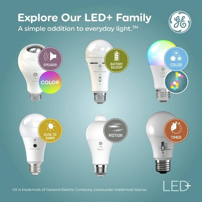 GE 2pk LED+ Dusk to Dawn A19 LED Decorative Light Bulb Soft White
