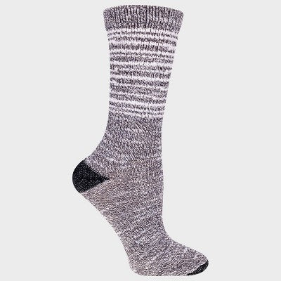 Alaska Knits Women's Striped Feather Wool Blend Lightweight Boot Socks - Charcoal Gray 4-10
