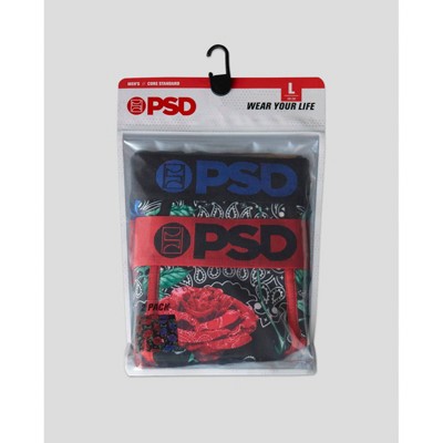 PSD Men's Rose Print Briefs - Red/Blue XXL