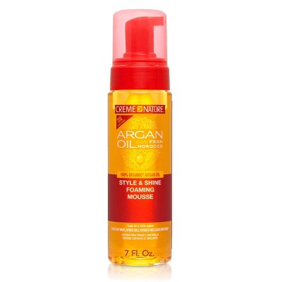 Creme of Nature Argan Oil Style and Shine Foaming Mousse - 7.0 fl oz: For Coily, Coarse, Curly Hair