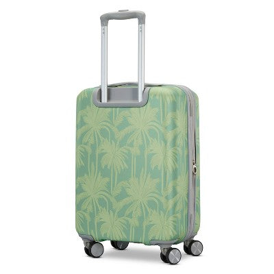 American Tourister Modern Hardside Carry On Spinner Suitcase - Green Palms: Botanical ABS Shell