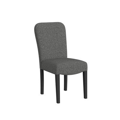 Set of 2 Rounded Back Upholstered Dining Chairs Black - HomePop (LOCAL PICKUP ONLY)