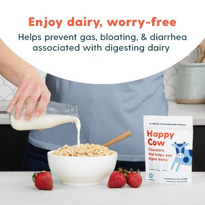 Happy Cow Adult Chocolate Fast Acting Lactase Digestive Digestive Supplement - Sugar Shell - 10ct