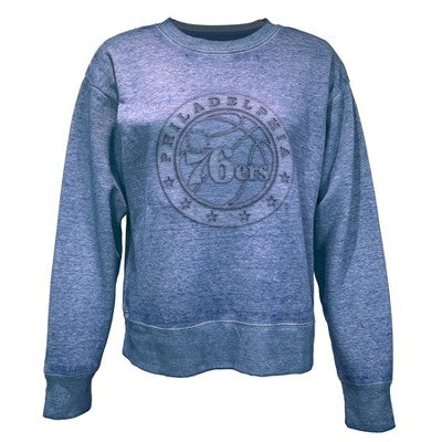 NBA Philadelphia 76ers Women's Embossed Crew Neck Fleece Sweatshirt - L
