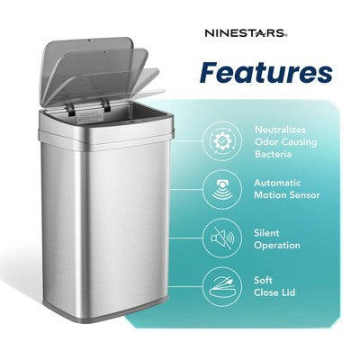 Nine Stars Odor Neutralizing Touchless Infrared Motion Sensor Trash Can Rectangular (LOCAL PICKUP ONLY)