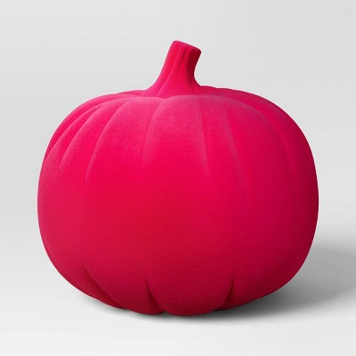 Plastic Halloween Flocked Decor Neon Pink Pumpkin - Hyde & EEK! Boutique: Indoor Sculpture