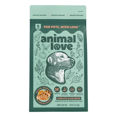 Animal Love High Protein Dry Dog Food with Real Chicken Brown Rice and Pumpkin - 5lbs