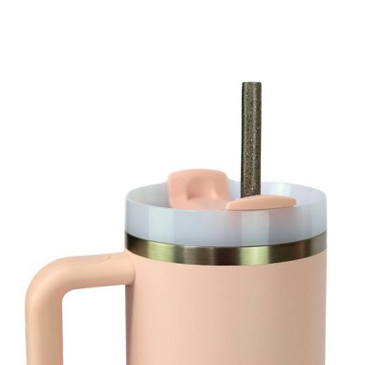 CharCharms 6pk 30oz Glitter Water Bottle Straws: BPA-Free Polypropylene, Dishwasher-Safe, Pink Drinkware Accessory