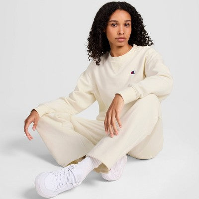 Champion Women's Fleece Crewneck Sweatshirt - Cream M