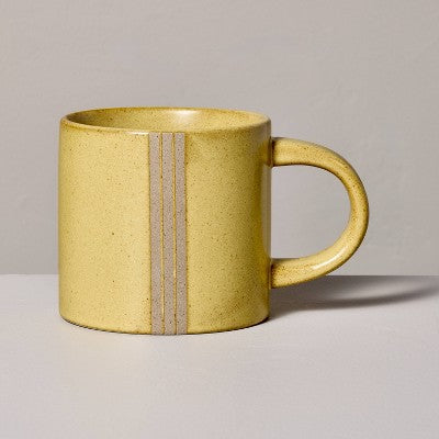 15oz Triple Stripe Stoneware Mug New Wheat - Hearth & Hand with Magnolia
