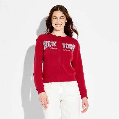 Women's TDWP New York Graphic Cardigan - Red XXS