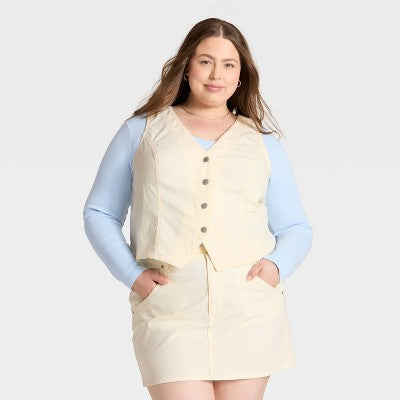 Women's Corduroy Vest - Universal Thread Cream XXL