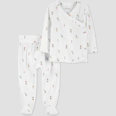 Carter's Just One You Baby Girls' 2pc Ivory Floral Cardigan Set - 3M