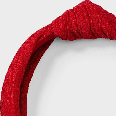 Textured Top Knot Headband - A New Day Red: Solid Pattern, Recycled Polyester, Hair Styling, All Hair Types