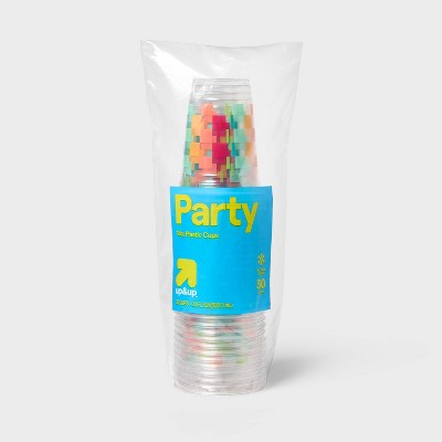 Disposable Clear Cups - Colorful Checkered - 18oz/30ct - up&up