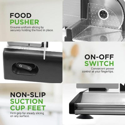 NutriChef Electric Meat Slicing Machine Precision Slicing for Meat, Cheese, and More – Efficient and Easy to Use