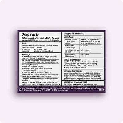 Allegra 24 Hour Allergy Relief Gel caps - Fexofenadine Hydrochloride - 24ct EXP: