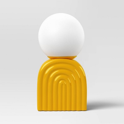 Orb Glass Shade with Ceramic Base Table Lamp Yellow - Room Essentials