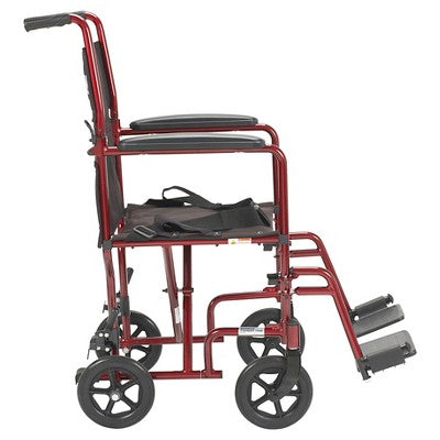 Drive Medical Lightweight Transport Wheelchair, 17" Seat, Red (LOCAL PICKUP ONLY)