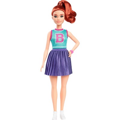 Barbie Fashionistas 11.7" Doll #232 in Jersey Top and Pleated Purple Skirt, Red Hair