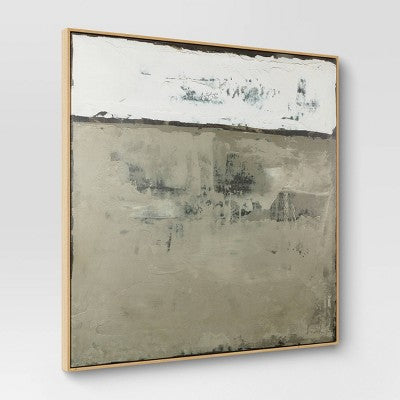 33"x33" Color Block Abstract Canvas Framed Art Neutrals - Threshold (LOCAL PICKUP ONLY)