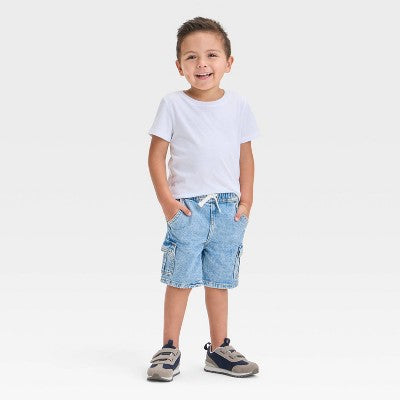 Toddler Boys' Pull-On Denim Cargo Shorts Cat & Jack Light Wash 2T